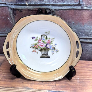 Vintage Noritake Lusterware Bowl 1920s Flower Basket Hand Painted Japan Art Deco